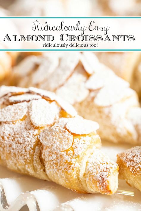 Ridiculously Easy Almond Croissants Almond Paste Recipes, French Pastries Recipes, Almond Croissants, Almond Desserts, Pastries Recipes Dessert, Pepperidge Farm Puff Pastry, Almond Pastry, Puff Pastry Desserts, Croissant Recipe