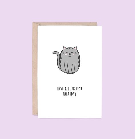 Cat Pun Birthday Card, Birthday Pun Cards, Bday Card Ideas, Animal Birthday Card, Cat Birthday Cards Funny, Birthday Card Puns, Pun Cards, Birthday Puns, Kids Birthday Card