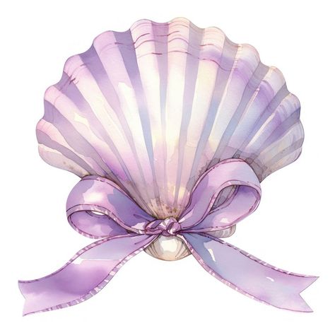 Purple coquette sea shell illustration watercolor seashell. | free image by rawpixel.com / Wan Sea Animal Illustration, Sea Shell Illustration, Purple Coquette, Shell Watercolor, Shell Illustration, Sea Illustration, Illustration Watercolor, Sea Animal, Birthday Template