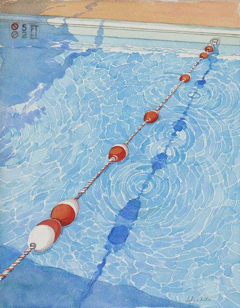 Continue A Nadar, Leslie White, Swimming Pool Art, Swimming Art, Pool Art, Water Illustration, Water Art, Ap Art, Water Painting