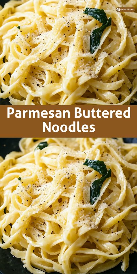 Try this Parmesan Buttered Noodles recipe for a simple yet satisfying meal. Fettuccine coated in butter and Parmesan cheese – pure comfort! Noodle Meals Easy, Comfort Noodle Recipes, Noodles With Parmesan Cheese, Italian Butter Noodles, Home Made Noodles Recipe Easy, Buttery Pasta Recipe, Parmesan Noodles Easy, Fish And Noodles Recipes, Butter Noodle Sauce