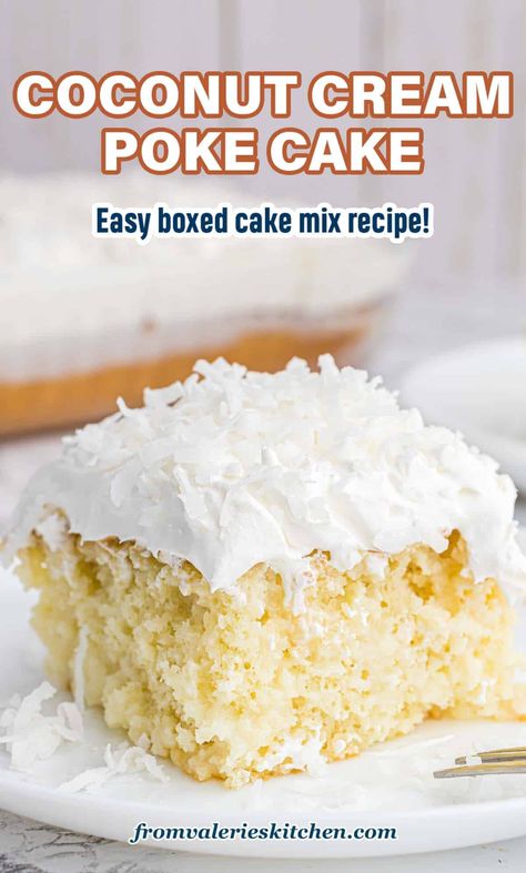 Coconut Cake With Fresh Coconut, Classic Coconut Cake, White Cake Box Mix Ideas, Easy Coconut Poke Cake, Recipe For Coconut Cake, Coconut Cake Recipes, Coconut Cream Poke Cake, Coconut Poke Cake, Juicy Ham