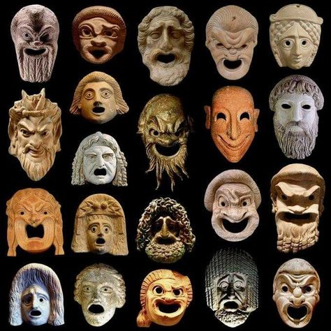 Greek Theatre Masks, Types Of Masks, Greek Plays, Ancient Greek Theatre, Greek Theatre, Drama Masks, Theatre Masks, Masks Art, Greek Art