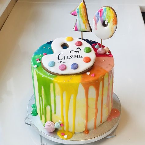 Paint cake Paint Cake Design, Cake Designs Art Theme, Cake For An Artist Birthday, Cake Design For Artist, Painter Birthday Cake, Paint Pallet Cake Ideas, Painting Party Cake Ideas, Painting Themed Cake, Painting Birthday Cake Ideas