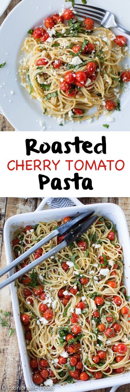 Sweet cherry tomatoes are tossed with olive oil, garlic, and balsamic vinegar before hitting the oven. This vibrant roasted cherry tomato pasta is quick, easy, and will quickly become a family favorite! Burst Cherry Tomato Pasta, Roasted Cherry Tomato Pasta, Pasta With Ricotta, Roasted Grape Tomatoes, Roasted Tomato Pasta, Pasta Tomato, Cherry Tomato Recipes, Cherry Tomato Sauce, Cherry Tomato Pasta