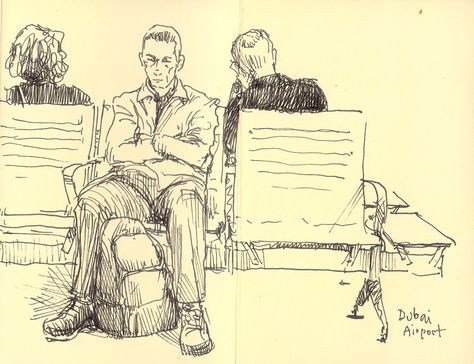 https://flic.kr/p/dzDyya | Dubai airport | Life sketch. Travelling Sketchbook, Airport Sketch, Airport Drawing, Airport Life, Podcast Ideas, Mind Map Design, Life Sketch, Storyboard Illustration, Art Alevel