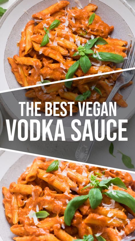 Vegan Vodka Sauce (Penne alla Vodka) Vegan Vodka Pasta Recipes, Vodka Sauce Vegan, Vegan Spicy Vodka Pasta, Vegan Vodka Sauce Recipe, Dairy Free Vodka Pasta, Vegan Penne Alla Vodka, Easy Dairy Free Pasta Recipes, Healthy Vodka Sauce, Vegan Pasta Sauce Recipes