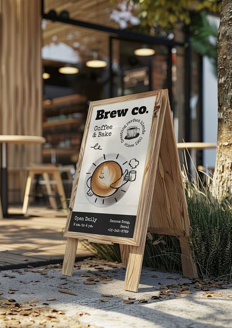 Coffee Shop Outside, Shop Menu Board, Coffee Shop Menu Board, Coffee Mockup, A Frame Sign, Rustic Cafe, A Frame Signs, Coffee Shop Menu, Frame Sign