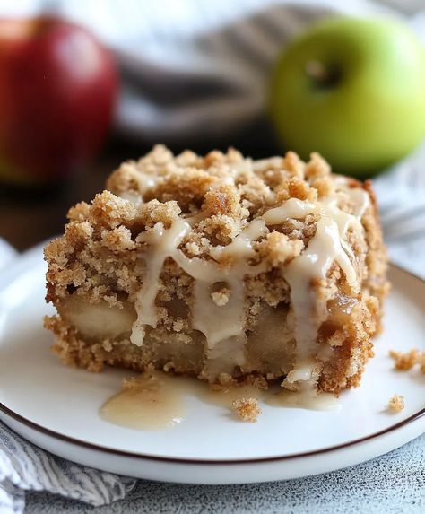 Apple Coffee Cake With Crumb Topping Recipe - Coffee Cake With Apples, Coffee Cake With Crumb Topping, Apple Crumb Cake Recipe, Jewish Apple Cake, Crumb Topping Recipe, Apple Coffee Cake, Apple Coffee, Apple Coffee Cakes, Apple Filling