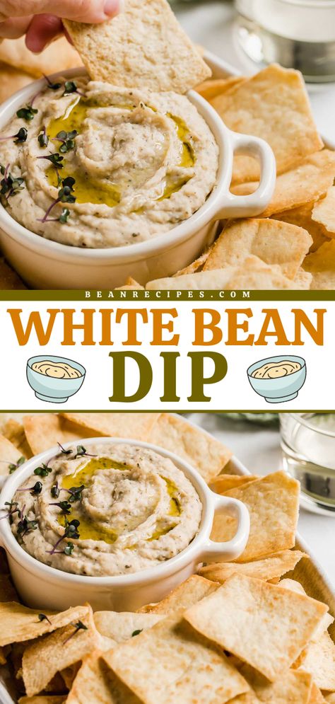 Need a game day appetizer? Here's a bean dip recipe for your tailgating party! This easy white bean dip with Italian seasoning is creamy and delicious. Plus, this football food idea is healthy! Bean Dips Recipes, White Bean Buffalo Dip, Canelli Bean Dip, Healthy Bean Dip Recipes, Mexican Bean Dip Recipes, Bean Dip Recipes Easy, Bean Appetizers, Homemade Bean Dip, Thm Appetizers