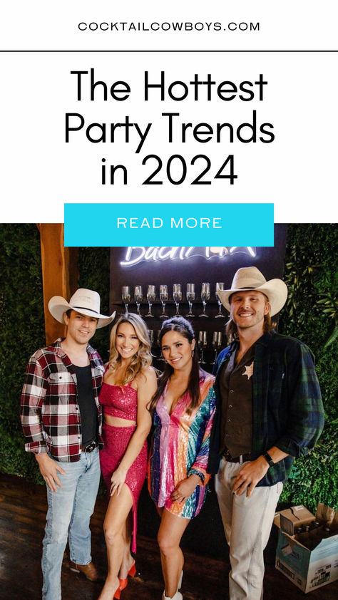 The Hottest Party Trends in 2024: Nashville and Austin Edition by Cocktail CowBoys | Bartenders, country butlers, and party hosts | Nashville and Austin. The year 2024 brought along a lot of interesting things, including the hottest party trends. If you plan a party in Nashville or Austin, you should know these cities live and breathe music culture. Read more. party trends 2024, nashville events, austin nightlife, trendy gatherings, party inspiration, music city trends, unique party ideas 2024 Event Trends, Urban Cowboy Party, Nashville Themed Party, Bachelor Party Activities, Bachelor Party Planning, Austin Nightlife, 40th Party Ideas, Bartender Outfit, Bachelorette Planning