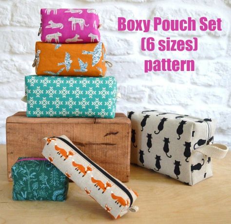 Boxed Pouch Pattern, Large Zipper Pouch Pattern Free, Boxy Bag Pattern, Boxy Cosmetic Bag Pattern, Boxy Pencil Case Pattern, Pencil Pouch Sewing Pattern Free, Boxy Makeup Bag Pattern, Small Makeup Bag Pattern, Boxy Pouch Tutorial