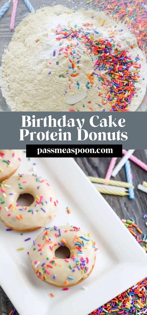 Skip the protein bar and have a donut instead! You won’t believe these Birthday Cake Protein Donuts are actually healthy! Mini Protein Donut Recipe, Protein Donut Recipe Kodiak, Birthday Cake Protein Bar, High Protein Donut Recipe, Kodiak Donuts Recipe, Protein Donut Recipe, High Protein Donuts, Birthday Cake Protein Bars, Protein Donuts Recipe