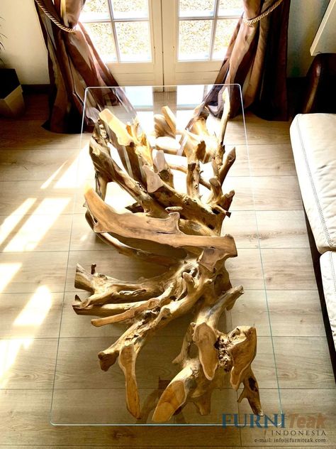 Tree Roots Coffee Table Masterpiece Indoor Ideas Tree Root Table, Wood Coffee Table Design, Teak Root Coffee Table, Root Coffee Table, Coffee Table Simple, Organic Table, Root Table, Wood Lamp Design, Indoor Ideas