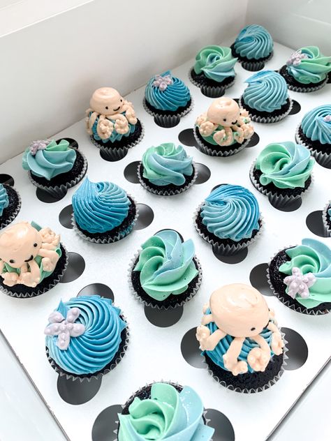 Oneder The Sea 1st Birthday Cupcakes, Ocean Theme Cupcakes Kids, Oneder The Sea Cupcakes, Sea Life Cupcakes, Ocean Birthday Cupcakes, Sea Animal Cupcakes, Summer Birthday Cupcakes, Under The Sea Birthday Cupcakes, Sea Creature Cupcakes