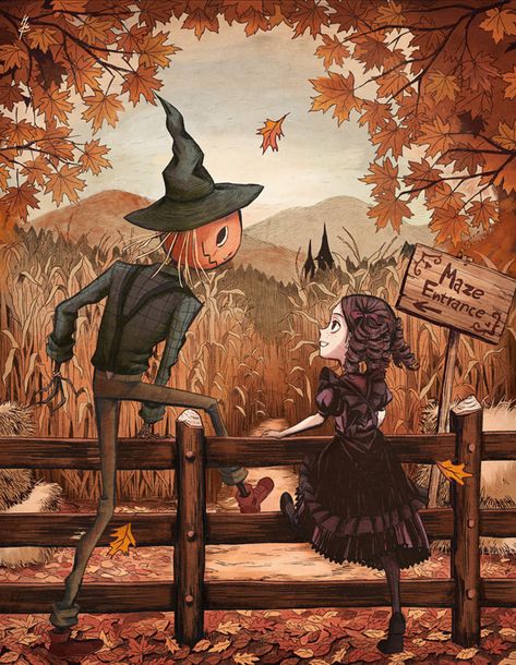 Fall Fair, Helloween Wallpaper, Illustration Kunst, Halloween Kunst, 동화 삽화, Autumn Illustration, Halloween Artwork, Horror Themes, Fall Art