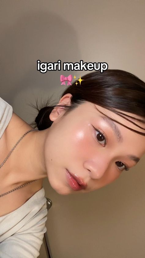 Igari makeup tutorial 🎀✨ Makeup Nose Contour, Makeup Nose, Igari Makeup, Asian Makeup Tips, Makeup Looks Everyday, Makeup Chinese, Cakey Makeup, Makeup Contouring, Nose Contour