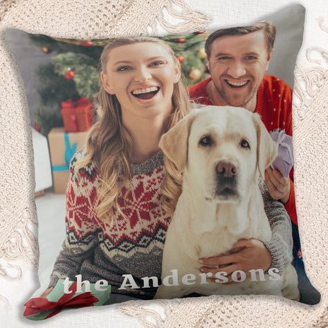 Custom Family Photo Personalized Simple Christmas  Throw Pillow Christmas Throw Pillow, Budget Friendly Gift, Christmas Throws, Diy Holiday Gifts, Photo Pillows, Christmas Pillows, Holiday Pillows, Throw Pillows Christmas, Christmas Decorations Ornaments