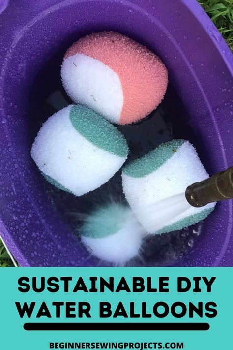 Get ready for some amazing summer fun with these Sustainable DIY Water Balloons! These are super easy to make and provide hours of fun for kids and adults alike. If you've ever cleaned up the mess after a water ballon fight with those disposable balloons, it can make you never want to do it again. These simple DIY water balloons are great because I can just fill up a bucket of water and set the kids loose on their own without as much worrying. Easy sewing projects. Sustainable DIY Water Balloon Diy Reusable Water Balloons, Water Ballon, Reusable Water Balloons, Bucket Of Water, Sustainable Diy, Balloon Template, Diy Sewing Tutorials, Old Towels, Beginner Sewing Projects