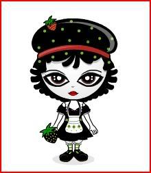 emo strawberry shortcake Emo Strawberry Shortcake, Strawberry Shortcake Characters, Strawberry Shortcake, Wearing Black, Blackberry, Black Hair, Minnie Mouse, Disney Princess, Disney Characters