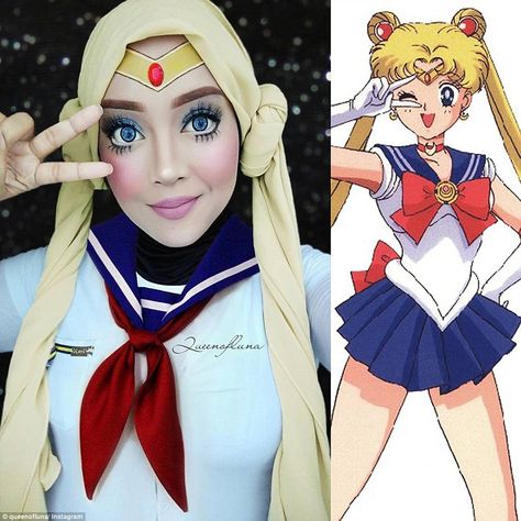 Iconic Cartoon Characters, Sailor Moon Makeup, Iconic Cartoon, Hijab Makeup, Princess Fiona, Doll Eye Makeup, Disney Makeup, Head Scarf Styles, Disney Princesses