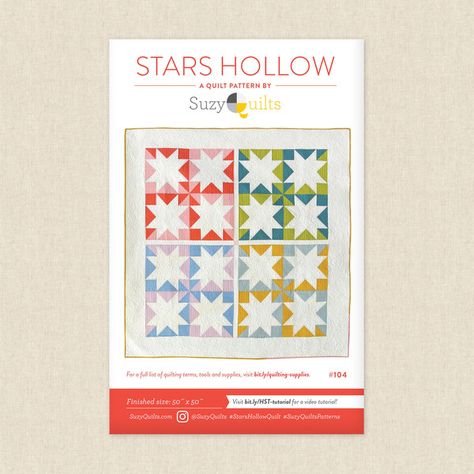 Stars Hollow Sewing Pattern by Suzy Quilts at Hawthorne Supply Co Stars Hollow, Quilt Sewing Patterns, Indie Sewing Patterns, Indie Design, Star Quilts, Modern Fabric, Creative Life, Quilt Sewing, Quilt Patterns