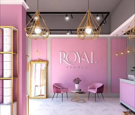 Flowers Interior Design, Royal Flowers, Beauty Room Salon, Spa Room Decor, Retail Store Interior Design, Salon Suites Decor, Store Design Boutique, Nail Salon Decor, Retail Store Interior