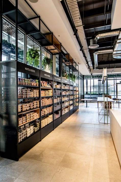 Grab And Go Cafe Design, Grab And Go Store, Modern Convenience Store Design, Warehouse Store Design, Grab And Go Market, Grab And Go Design, Industrial Store Design, Modern Grocery Store, Desain Pantry Dapur