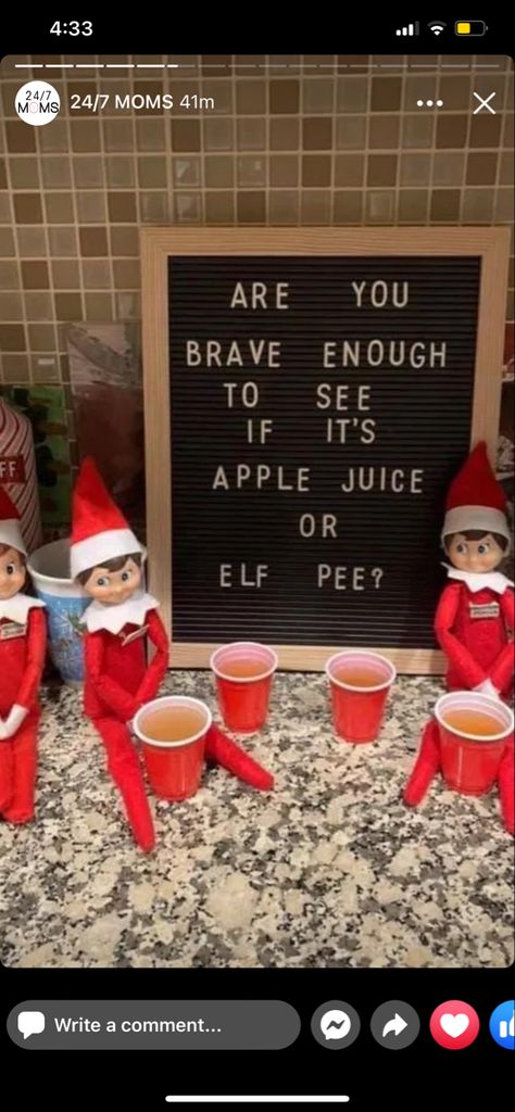 Elf On The Shelf Pee Or Apple Juice, Elf Pee Or Apple Juice, Elf Pee, Spirit Days, Apple Juice, Shelf Ideas, On The Shelf, Christmas Elf, All Things Christmas