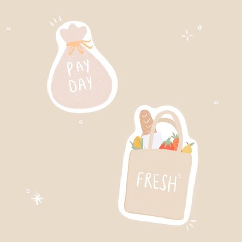 Payday Sticker Goodnotes, Shopping Bag Illustration, Pay Day Stickers, Notes Plan, Pink Stickers, Goodnotes Template, Bag Illustration, Pay Day, Day Illustration