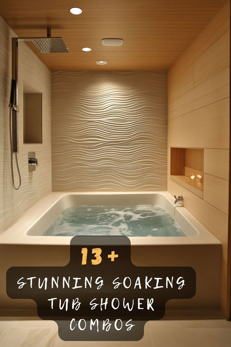 Looking to maximize your bathroom space? These 13 soaking tub shower combo ideas blend luxury and practicality, perfect for any style. Click now for ideas! 🛁🚿✨ #TubShowerCombo #BathroomInspo #FunctionalDesign #SpaceSavingSolutions #ModernBathrooms #HomeDecorGoals #BathroomTrends Bath Tube In Shower Ideas, Contemporary Tub Shower Combo, Bathtub Within Shower Area, Jacuzzi Shower Tub Combo, Kids Bathtub Shower Combo, Bathroom With Soaker Tub Shower Combo, Master Bath Drop In Tub, Modern Small Bathrooms With Tub, Freestanding Tub Shower Combo Small Bathroom