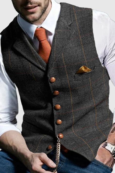 Fall Winter Two Piece Sets Mens Vest Coat, Latest Suit Styles, Mens Vest Fashion, Men Vest, Tweed Vest, Slim Vest, Mens Suit Vest, Latest Mens Fashion, Sweatpants Set