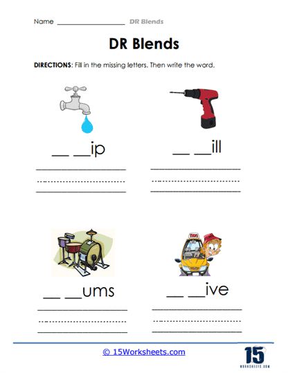 Fun Worksheet, Missing Letters, Multi Sensory Learning, Blends Worksheets, Blend Words, The Worksheet, Fun Worksheets, Phonemic Awareness, Handwriting Practice