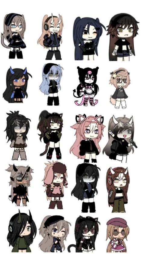 Gacha Life Black Outfits, Gacha Nerd Outfit, Gacha Club Designs, Grunge Gacha Life Outfits, Đồ Gacha Club, Gacha Life Outfits Female, Gatcha Characters, Cute Gacha Life Outfit Ideas, Gacha Life Characters Ideas