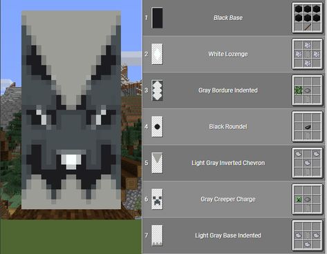 Wolf Banner Minecraft, Dog Banner Minecraft, Banner Minecraft Tutorials, Wolf Banner, Cool Banner Designs Minecraft, Cool Minecraft Banners, Minecraft Banner Patterns, Wolf Symbol, Cute Tutorial