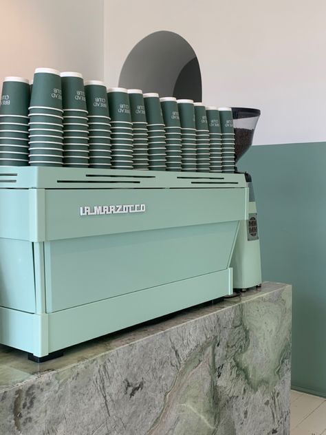 #coffeemachine #coffee #blue #tiffanyblue #cafe #aesthetic #cutecafe #aestheticcafe #breadshop Light Blue Cafe Aesthetic, Cafe Cup Design Ideas, Sage Green Coffee Shop, Blue Coffee Shop Aesthetic, Internet Cafe Aesthetic, Green Coffee Shop Aesthetic, Blue Cafe Interior, Blue Coffee Aesthetic, Blue Cafe Aesthetic