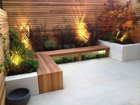 Moderne Have, Taman Air, Contemporary Garden Design, Backyard Seating, London Garden, Small Backyard Gardens, Modern Garden Design, Contemporary Garden, Have Inspiration