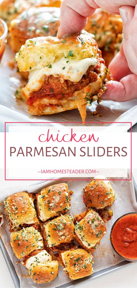 Parmesan Sliders, Chicken Parmesan Sliders, Fingerfood Baby, Hawaiian Roll, Appetizers For A Crowd, Mini Sandwiches, Slider Recipes, Party Appetizer, Snacks Für Party