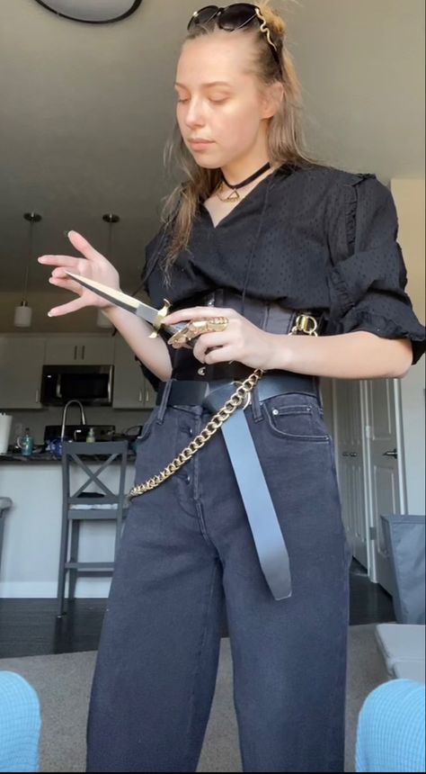 Winter Pirate Outfit, Pirate Casual Outfit, Thrifted Pirate Costume, Subtle Pirate Outfit, Pirate Aesthetic Female Outfit Casual, Pirate Costume With Pants, Pirate Core Outfits Modern, Modern Pirate Aesthetic Outfit, Blue Pirate Outfit