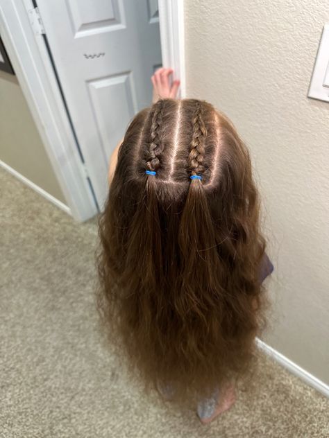 A time lapse of this cute twin Dutch braid half up style from the other day 💙 #braids #braiding #braidinghair #braidedhairstyles #braidreels #braidvideo #hairreels #hairvideos #hairstylereels #howtobraid #dutchbraids #dutchbraiding #longhair #trenzas #warkocze #peinados #flechten #longhairstyles #braidstyles #braidinspiration #satisfying #braidideas #halfuphalfdown #schoolhairstyles #hairstylesforgirls #braidinspo #braidsofinstagram #dutchbraidstyle 2 Dutch Braid Hairstyles, Double Dutch Braids Half Up Half Down, Double Front Braid Hairstyles, Duch Braids Half Up Half Down, 2 Plaits Half Up Half Down, Double Dutch Braid Half Up Half Down, Half Up Braid Pigtails, 2 Small French Braids On Top Of Head, Double French Braid Half Up Half Down