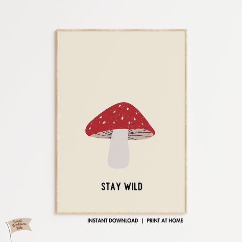 Woodland Print • Mushroom Poster • Nature Themed Nursery Decor • Neutral Nursery • Forest Wall Art • Printable Kids Motivational Poster Nursery Mushroom Theme, Woodland Childrens Bedroom, Mushroom Themed Bedroom, Mushroom Nursery Theme, Mushroom Nursery Decor, Mushroom Themed Nursery, Mushroom Themed Room, Red Kids Room, Mushroom Bedroom Decor