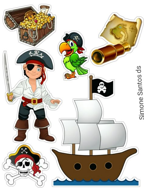 Pirate Cake Topper Printable, Pirate Costume Kids Boys, Pirate Theme Classroom, Pirate Illustration, Pirate Birthday Cake, Pirate Activities, Diy Kids Furniture, Pirate Cake, Ocean Birthday