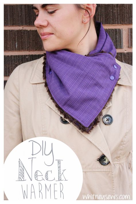 DIY Neck Warmer – 30 Minute Project | Whitney Sews Diy Neck Warmer, Diy Necklines, Fleece Sewing, Fleece Sewing Projects, Sewing Scarves, Cowl Neck Scarf, Fleece Neck Warmer, Knitting Patterns Free Scarf, Sewing Fleece