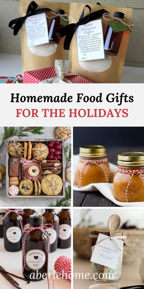 Handmade Christmas Food Gifts, Christmas Gift Edible, Holiday Food Basket Ideas, Homemade Gifts Edible, Easy Homemade Food Gifts For Christmas, Homemade Christmas Gift Basket Ideas, Homemade Christmas Gifts From The Kitchen, Diy Consumable Christmas Gifts, Food Presents Christmas