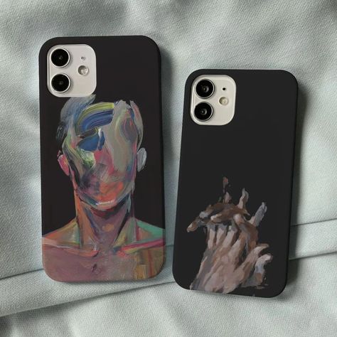 Paint Iphone Case, Mobile Case Drawing, Iphone Cover Ideas Aesthetic, Phonecase Painting Idea, Drawing Ideas For Phone Cases, Drawings For Phone Cases, Phone Cover Painting Ideas Aesthetic, Black Phone Case Diy, Drawing On Phone Case Art