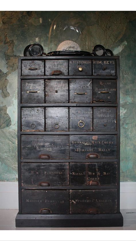 Chest Trunk Ideas, Victorian Workshop, Apothecary Furniture, Apothecary Decor, Industrial Antique, Apothecary Cabinet, Vintage Industrial Furniture, Chests Of Drawers, Furniture Inspiration