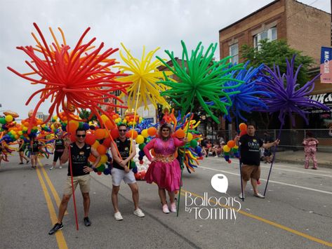 Balloons by Tommy Pride Parade Decorations, Balloon Parade Ideas For School, Pride Month Balloon Decor, Pride Balloons, Parade Floats With Balloons, Chicago Pride Parade, Pride Float, Pride Parade Ideas, Macys Parade Balloons