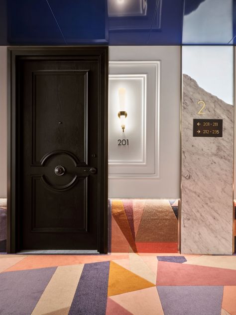 Meyer Davis — W Rome Luxury Elevator Interior Design, Bronze Elevator Door, Elevator Corridor Design, Vintage Elevator Door, Elevator Wayfinding, Printers Alley Nashville, Miami Hotels South Beach, Rome Hotels, Hotel Corridor