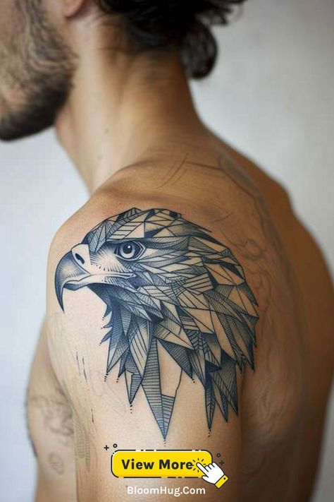 Shoulder tattoo of a detailed eagle in blue and white shades with bold, modern colors. White Eagle Tattoo, Eagle Tattoo For Men, Tattoo For Shoulder, Tattoo For Men Ideas, White Eagle, Shoulder Piece, Eagle Tattoos, Eagle Tattoo, Tattoo Collection