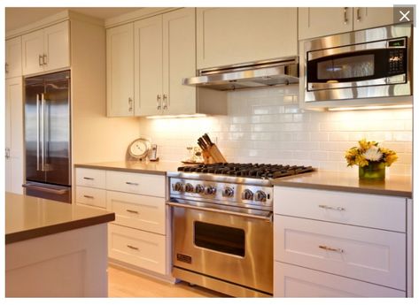 microwave above counter, not over stove Mounted Microwave, Cabinet Microwave, Microwave Cabinet, Pressed Tin, Built In Refrigerator, Kitchen Splashbacks, Microwave In Kitchen, Kitchen Splashback, Kitchen Gallery